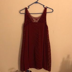 Dark Red Flowy Lace Dress | Size SMALL